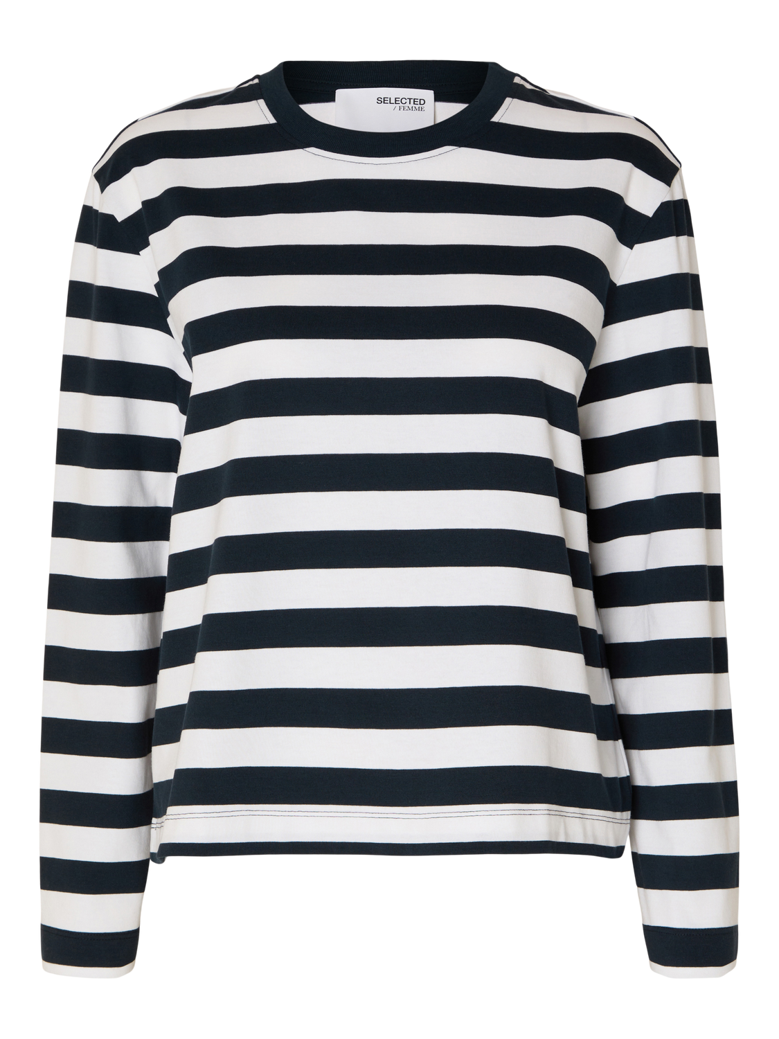 SELECTED FEMME - ESSENTIAL LS STRIPED BOXY T-Shirt - Dark Sapphire